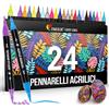 Zenacolor Pennarelli Acrilici a Doppia Punta (Fine e a Pennello) 24 Colori per