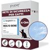 Rete Per Gatti Trasparente 4x3m Inclusa Corda di Fissaggio Massima Sicurezza e R