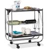 Relaxdays Carrello da Cucina Portavivande con Cestello, Pieghevole, 4 Ruote, Ner