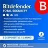 Bitdefender Total Security 2026 5 Dispositivi 1 Anno PC/Mac/iOS/Android Codice