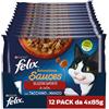 Felix CIBO UMIDO PER GATTI ADULTI SENSATIONS TACCHINO MANZO IN SALSA 48 BUSTE 100G