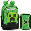 Franco Cosimo Panini Zaino Organizzato Doppio Scomparto Scuola Minecraft Pixel + Astuccio 3 zip pieno