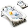 Relaxdays Vasca pieghevole Relaxdays per bambini, con cuscino morbido, fino a 30 kg, HLP: 20x78x50 cm, PP, crema/grigio