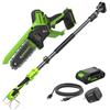 Greenworks 24V Mini motosega 2-in-1 senza spazzole, motosega a batteria senza fili 15cm/6in, velocità di taglio 7,8m/s, potatrice elettrica con batteria 2Ah e caricabatterie 30W