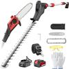 Keenstone 2 in 1 Tagliasiepi ad Asta Elettrica Senza Fili, Motosega da 20 cm, Batteria da 4,0 Ah, Doppia Lama da 42 cm, Portata Massima 2,8 m per Giardini, Alberi e Arbusti