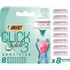 BIC Lame per rasoio da donna Click 3 Soleil Sensitive, confezione da 8 ricariche per rasoio bagnato curativo con 3 lame