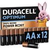 DURACELL Optimum AA Batterie (Confezione da 12) Batterie Alcaline da 1,5 V 200%
