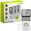 goobay - Set di 3 timer digitale con 16 programmi - Timer con modalità casuale per protezione anti-intrusione - Presa timer inclusa 100 giorni batteria back-up - 3680 W - 230 V (AC) - 16 A - 74216