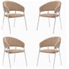 okaffarefatto Set da 4 sedie Aurelia in velluto grigio tortora con gambe in ferro cromato