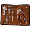Alpen Set Manicure Alpen 7 pezzi inox con astuccio in pelle marrone