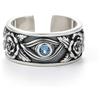 HPTOTMG Anello da uomo anello da uomo color argento occhio Egitto blu bigiotteria regalo