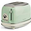 Ariete 155 Tostapane Vintage 2 fette di pane, senza pinze, 6 livelli di tostatura, 810 Watt, Acciaio Inox, Linea Vintage, Verde