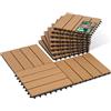 VOUNOT® Set da 11 Piastrelle ad Incastro in WPC 30x30 cm, Pavimento da Esterno Antiscivolo e Drenante, Tagliabili e Resistenti all'Acqua per Terrazza, Patio e Piscina, Colore Legno