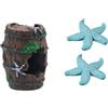3 Pezzi Barile con Stelle Marine in Resina Decorazione Subacquea Artificiale