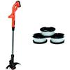 BLACK+DECKER ST182320-QW Tagliabordi + A6485-XJ Set 3 Rocchetti Filo Nylon Reflex, per Tagliabordi