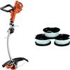 BLACK+DECKER Tagliabordi Elettrico Ampiezza taglio 35 cm, Doppia Impugnatura Regolabile 900 W, GL9035-QS & A6485-XJ Kit 3 Rocchetti Filo Nylon Reflex, Accessori per tagliabordi, 3 x 10 m di filo