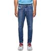Diesel D-Strukt 09A80 Jeans Da Uomo W30/L30 Slim Fit Stretch Con Zip Lavato Blu