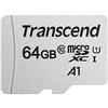 Transcend Scheda di memoria microSDXC 300S Classe 10 da 64 GB con fino a 95/45 MB/s (per smartphone, fotocamere digitali e console Nintendo) senza adattatore SD - TS64GUSD300S