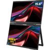 Verbatim PMT-15, doppio monitor portatile con due schermi 15,6, schermo portatile Full HD in plastica per laptop, tablet, smartphone, PS5, Nintendo Switch con 2 x USB-C e una porta HDMI