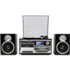 Trevi TT 1072 DAB Giradischi Vintage 25W Tre Velocità (33, 45, 78 Giri) con CD, USB, AUX-IN, Cassette e Radio Digitale, Impianto Stereo All-in-One con Funzione Encoding e Presa Cuffia, Nero