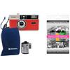 AgfaPhoto - Fotocamera analogica da 35 mm set con pellicola negativa in bianco e nero, batteria + negativo + sviluppo di immagini per posta