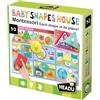 HEADU - Baby House Wooden Shapes Montessori - Ogni Forma al Suo Posto| Gioco Montessori in Legno Bambini 1-3 Anni, Casetta con Forme a Incastro, Puzzle Educativo, Logica e Coordinazione, Made in Italy