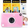 Kodak Printomatic+ Cámara digital de impresión instantánea a todo color, papel fotográfico Zink de 2x3 (5,1x7,5 cm), 5 MP, Rosa, Paquete de 75 hojas