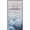 Kare Quadro di design con cornice Cloud Boat blu, tela, decorazione da parete, telaio in legno massiccio, tela di cotone, colori acrilici, 120 x 60 x 3,5 cm