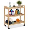 Mobile Da Bagno Con 3 Ripiani, Mobiletto Su Ruote, Scaffale in Legno Da Cucina,