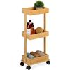 Mobile Da Bagno Con 3 Ripiani, Mobiletto Su Ruote, Carrello Da Cucina, 71,5X31X1