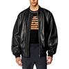 DIESEL L-Pritts-New Giacca Uomo 52 Nera in Pelle di Agnello Bomber