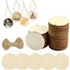 Hyakoz 50 Pezzi Dischi Legno con Foro 5cm Decorazioni Natalizie Piccole Legno