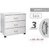 Kaela MOBILE CASSETTIERA COMODINO COMÒ GAIA 3 CASSETTI BIANCO LEGNO 68X40X64CM 768675