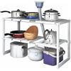 TrAdE Shop Traesio SCAFFALE SOTTO LAVABO CUCINA 2 RIPIANI SALVASPAZIO REGOLABILE 38X26X50-70CM 5818