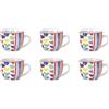 BORELLA SRL Set 6 Tazzine Tazze Caffè in Ceramica senza Piattini Cuoricini