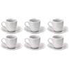 AD TREND Set 6 Tazzine Tazze Caffè in Porcellana con Piattini Bianco