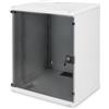DIGITUS Armadio di rete 19 pollici 12 U - non montato - montaggio a parete - profondità 400 mm - carico massimo 60 kg - porta in vetro - grigio