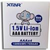 XTAR 4x XTAR Batterie Ricaricabili AAA 1,5V Li-ion 1200mWh Con Scatola