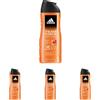 Adidas, Team Force Gel Doccia Bagnoschiuma 3 in 1 per Corpo, Capelli e Viso, For