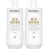 GOLDWELL Set Per Capelli Danneggiati GOLDWELL DS Rich Repair Shampoo + Conditioner 1000ml