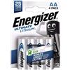 Energizer 4x Batterie AA Energizer Ultimate Lithium L91 1.5V A Lunga Durata