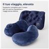 Cuscino da Viaggio Gonfiabile Pieghevole a Forma di U per Collo e Lombare