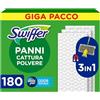 Swiffer Dry, Ricariche Microfibra Catturapolvere, 180 Panni, Giga Pack | Cattura 3 Volte Più Polvere e Peli di Animali/Capelli Rispetto alla Scopa Tradizionale, Ottimo e Sicuro per Tutti i Pavimenti