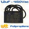 Wttelettronica CONDENSATORE AVVIAMENTO spunto MOTORE 1,2uF 450Vac CBB61 CAPPA 450V VENTILATORE