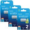 Panasonic 6 Batterie Ricaricabili AA Panasonic Eneloop 2000mAh NiMH Made in Japan