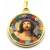 VENICE ART & GLASS CIONDOLO MEDAGLIA, VETRO MURANO LAVORAZIONE FOGLIA ORO, VOLTO DI GESU' CRISTO