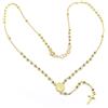 COLLANA ROSARIO ORO GIALLO 18K, CON SFERE DA 2 MM, MEDAGLIA MIRACOLOSA E CROCE