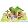 Jeujura Maison et Jardin 135 Pieces - JEUJURA - Jeu de Construction en Bois Naturel, Tapis et Accessoires Inclus, 32x27x11 cm