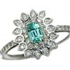 Nessuno Nuovissimo anello Pt900 Seafoam Tormalina Diamante 0,49 ct D0,29 ct Pietra Ra...