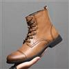 Scarponcini Uomo Eleganti Alla Caviglia Stringati Cuoio HN842